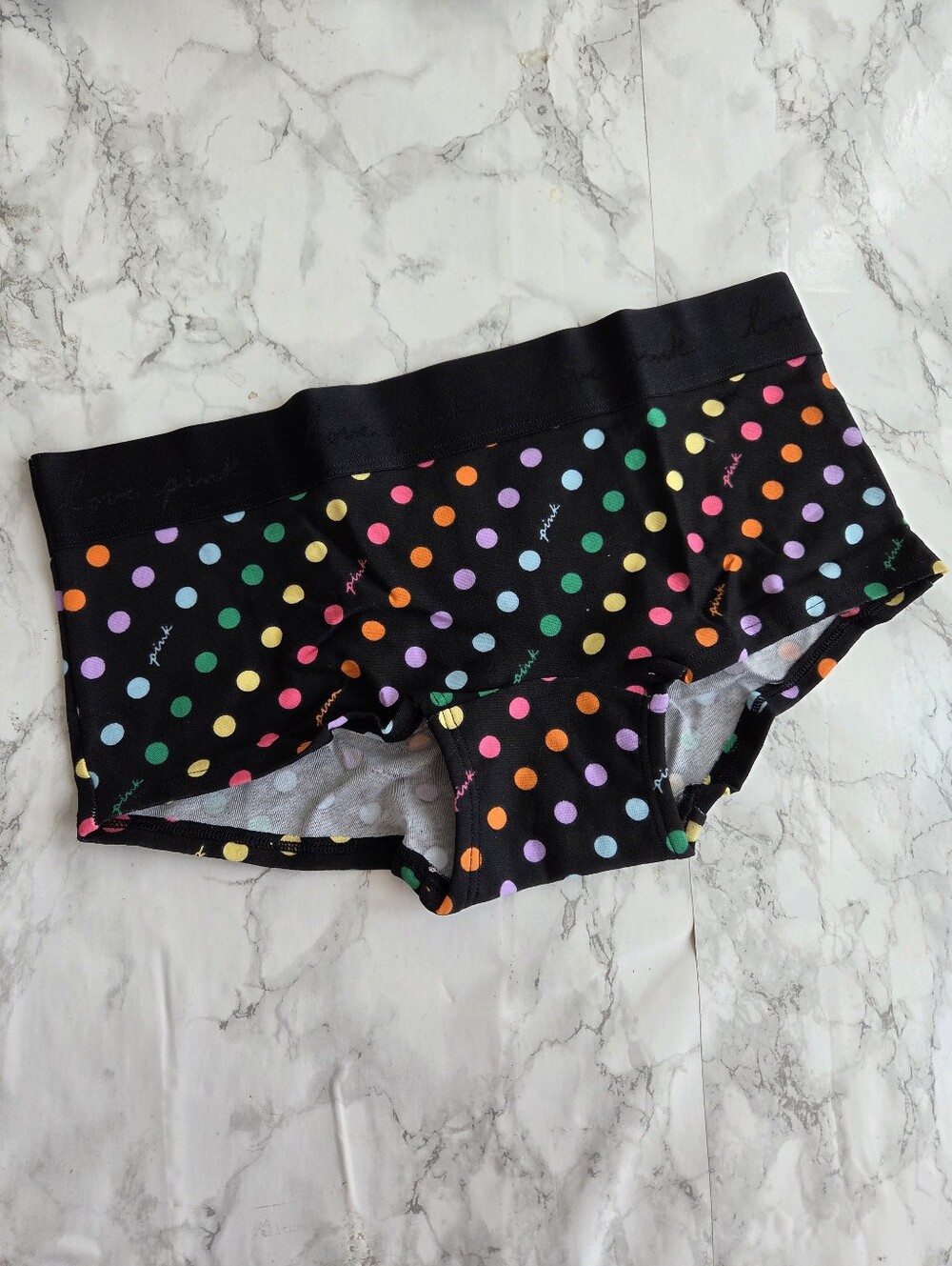 Victoria's Secret PINK Logo Cotton Boyshort Panties S NWT